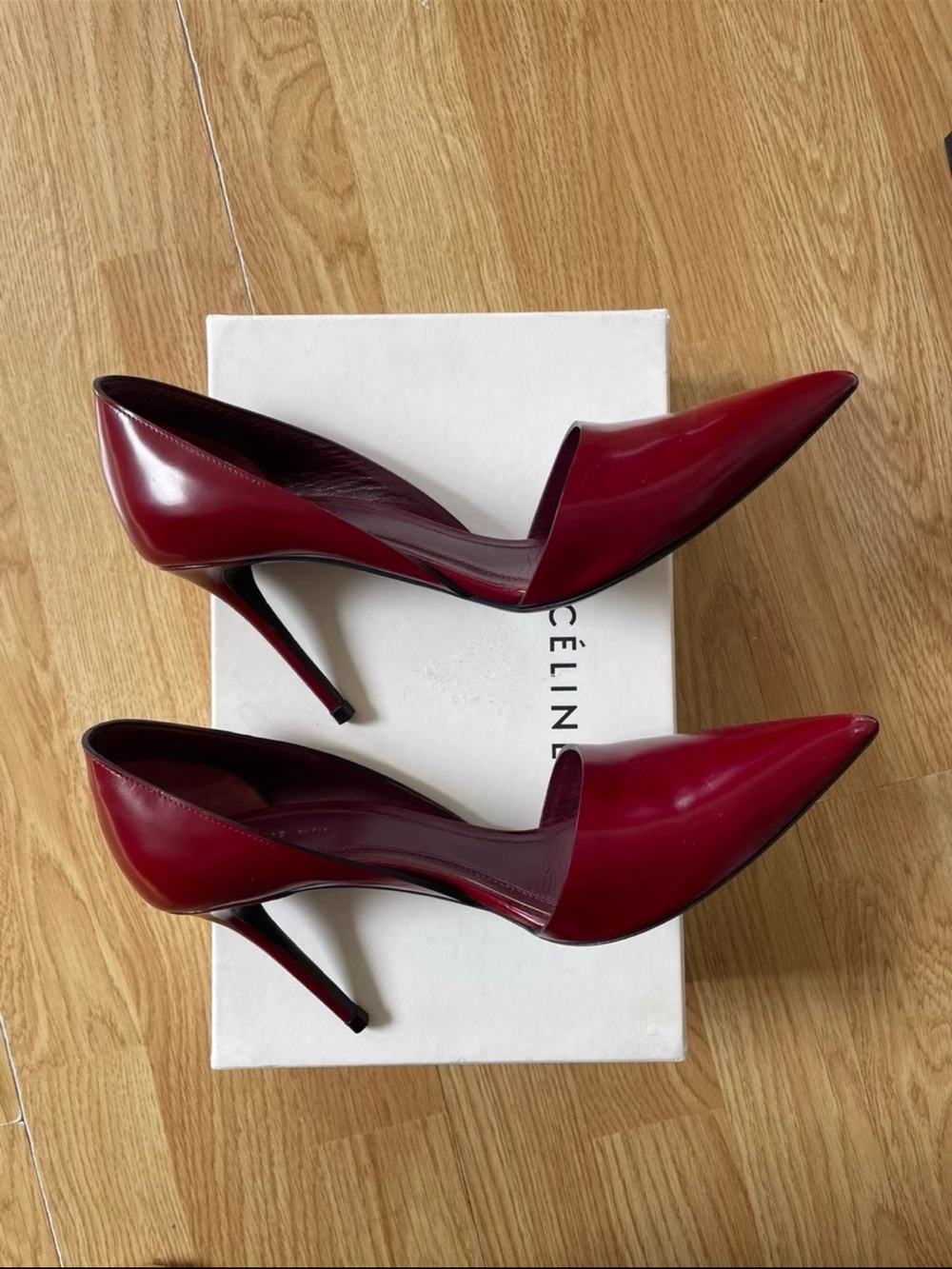 Celine by Phoebe Philo Wine Red Patent Leather Pointed Stiletto Pumps
